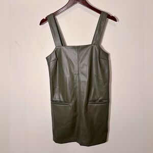 Abercrombie & Fitch Green Vegan Leather Shift Mini Dress- Size Small